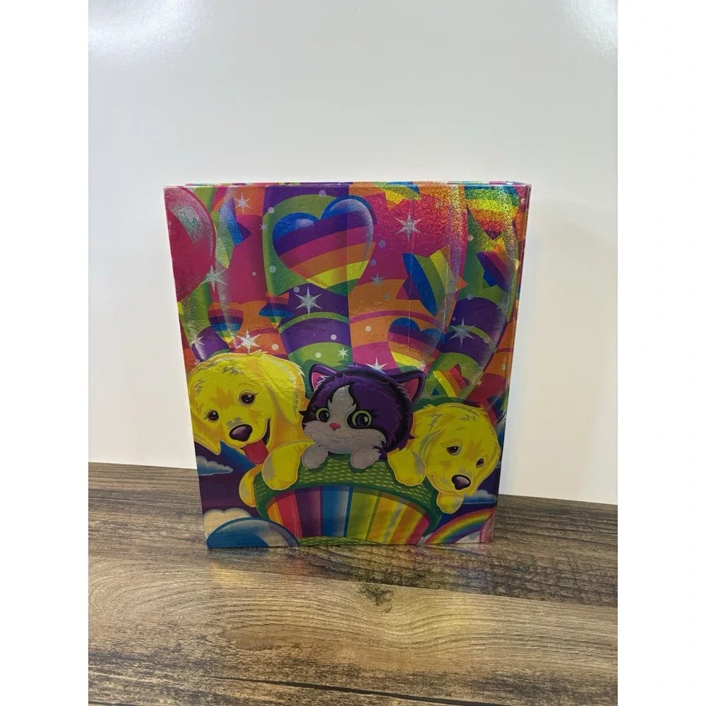 Vintage Lisa Frank 3 Ring Binder Hot Air Balloon Kittens Labrador Puppies